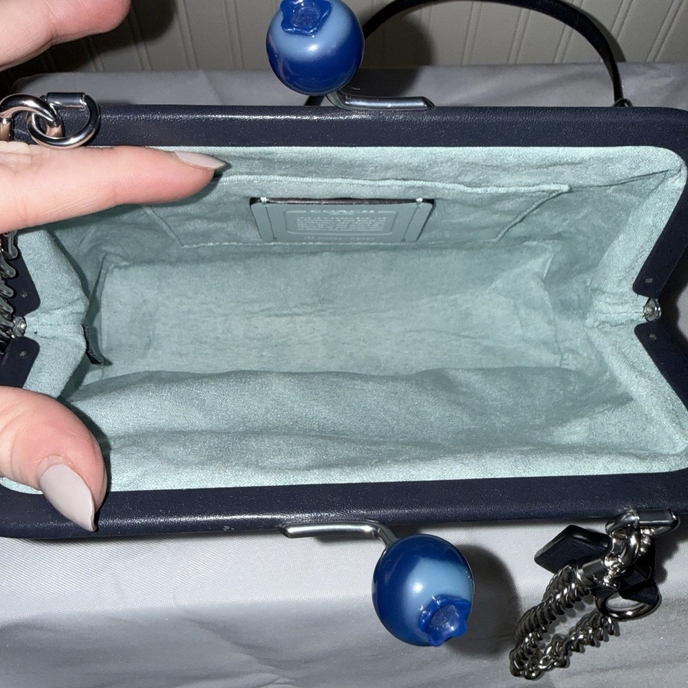 Coach Nora Kisslock Crossbody Clutch Bag Blueberry Light Blue Midnight Navy - Picture 9 of 15